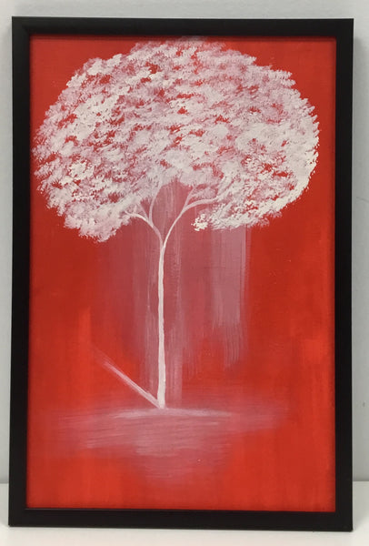 White Tree in the Red Night Handmade Painting