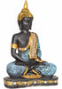 RJKART Handicraft Sky Blue & Black Sitting Buddha Idol Statue Showpiece