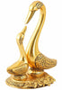 Crane Set in Antique Golden Finish Metal Carved Base (14 * 12 cm) for Decoration and Gift Purpose